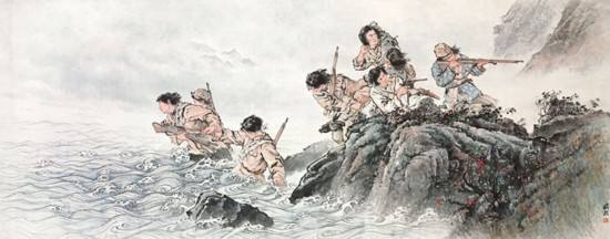 巾帼战士八女流芳：八女投江国画，是英雄往事的定格