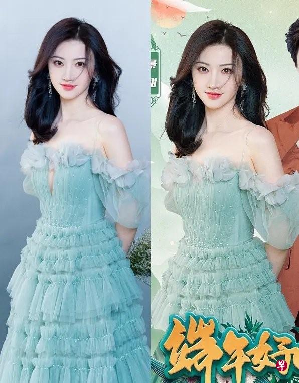 央视很严谨，女星穿深V纱裙在央视宣传照中被“缝合”