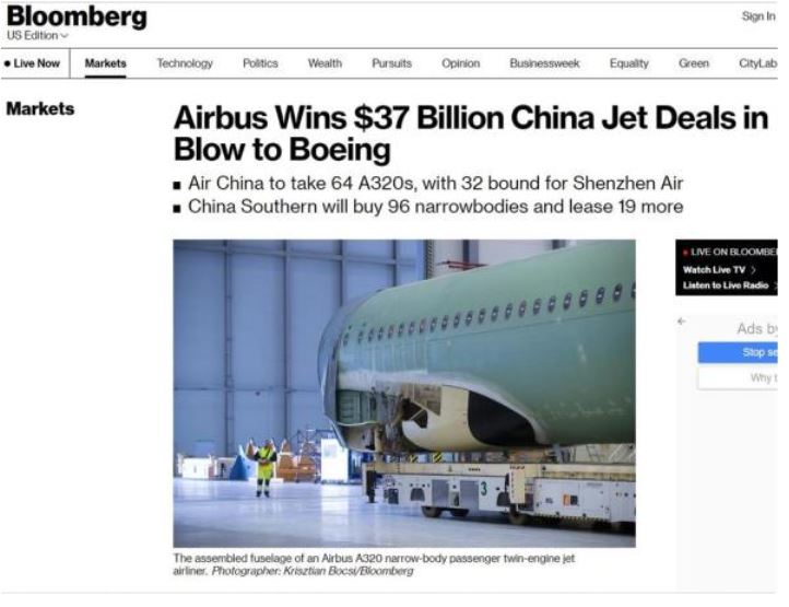 中方一口气采购292架空客飞机，波音与美媒果然坐不住了
